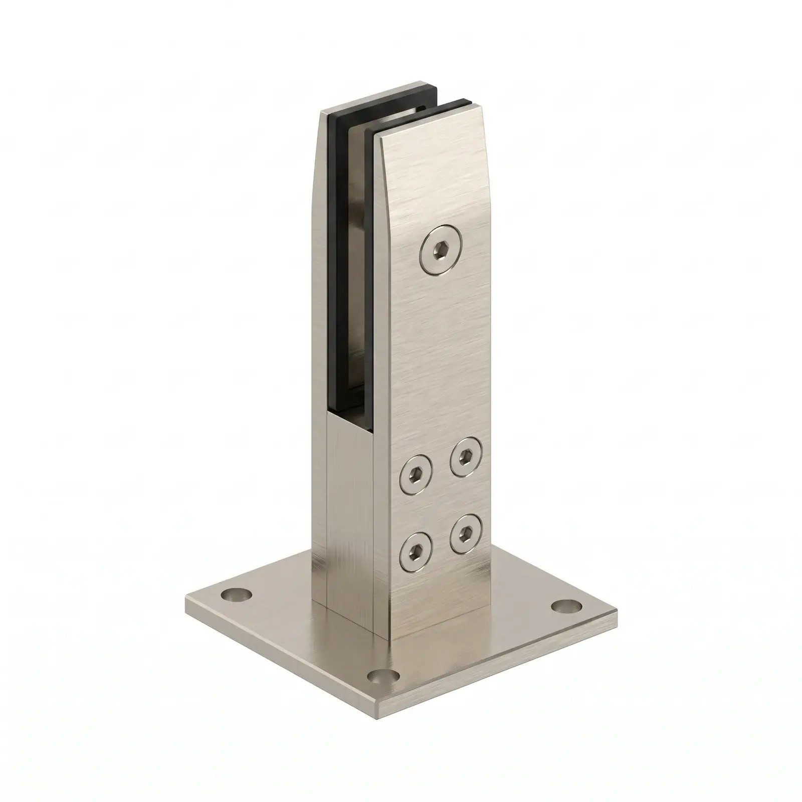 Square Floor Mount Spigot 6" (160mm) for 3/8”-1/2” Glass